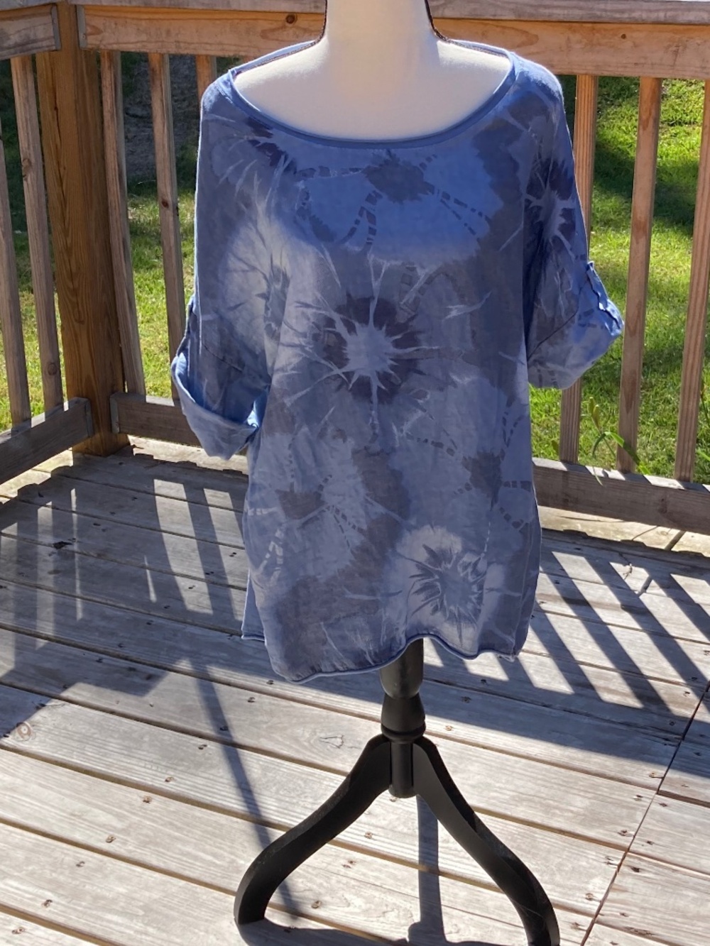 Made in Italy KAKTUS ¾ Sleeve Top ½ LINEN ½ Cotton Size Large